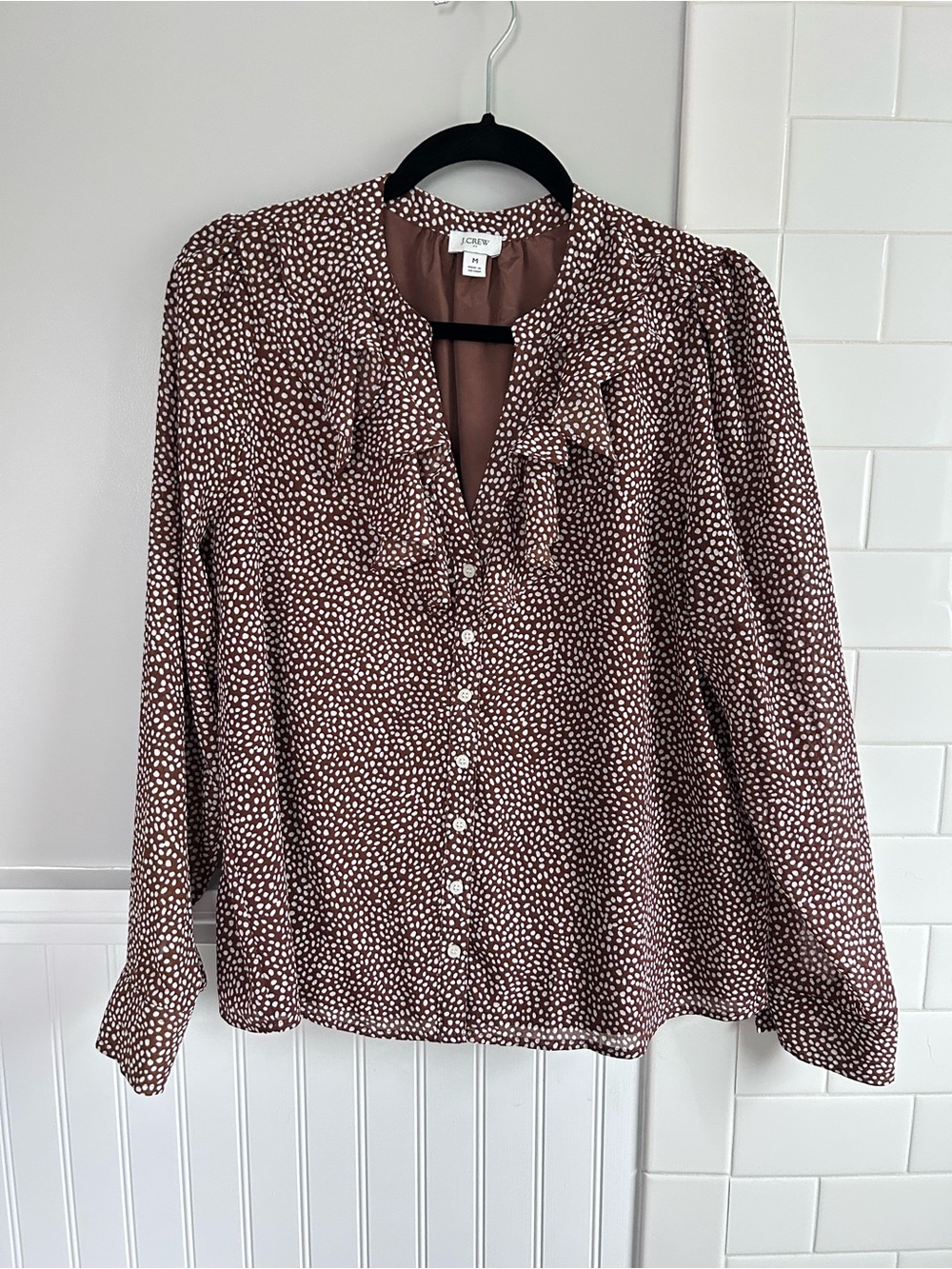 J Crew Factory Medium Brown and white blouse